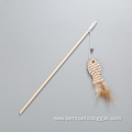 Mouse on a wooden stick feather cat toy